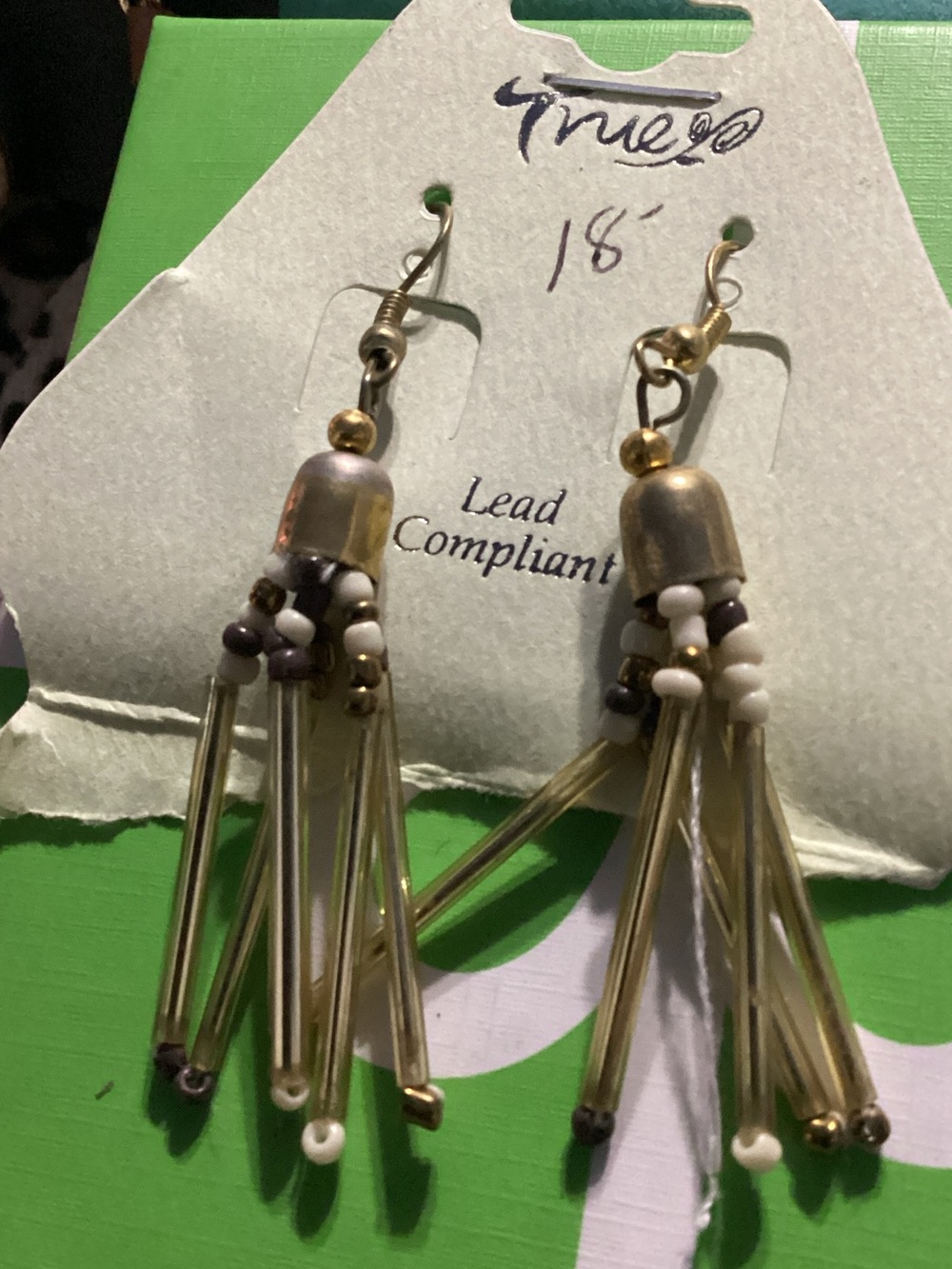 Handmade Gold-Tone Beaded Tassel Earrings